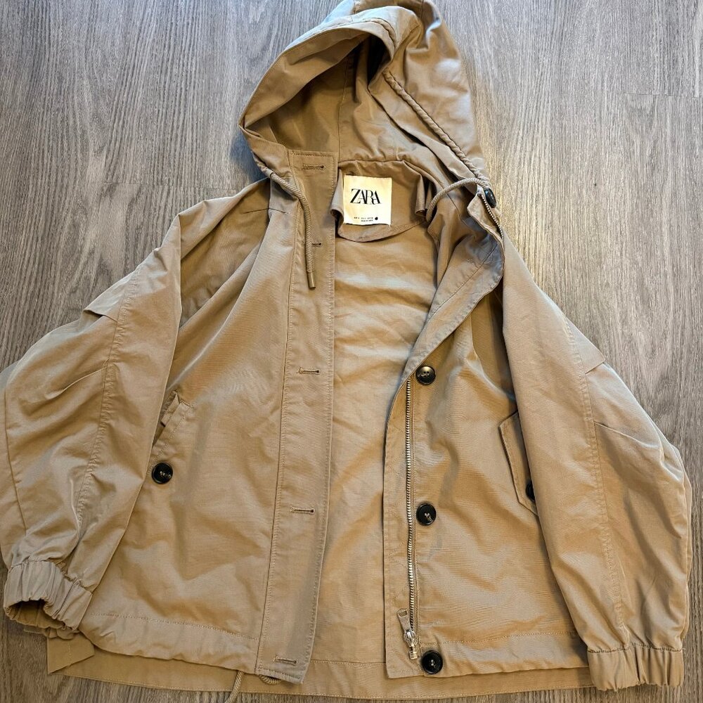 ZARA Taupe Cropped Trench/Utility Coat